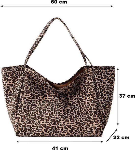 Sac Imprimé Panthère - Shopper XL Beach Bag - Marron Beige