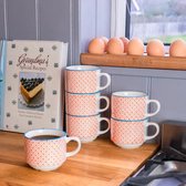Nicola spring - set de 3 mugs/tasses originaux - motif printanier bleu-orange - empilable 260ml