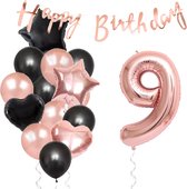 Snoes Ballons 9 Years Party Package - Décoration - Set d'anniversaire Liva Rose Number Balloon 9 Years - Ballon à l'hélium