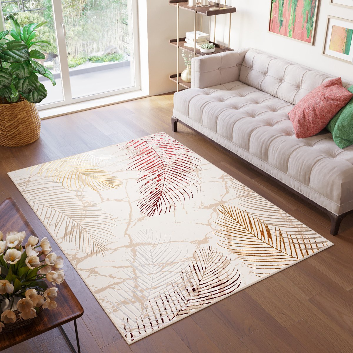 Tapiso Golden Vloerkleed Laagpolig Beige Modern Tapijten Maat- 200x300 Beige 1