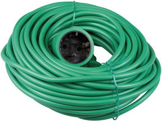 Benson Verlengsnoer 20 meter - H05VV-F2 - 2×1mm² - Zonder randaarde - Groen