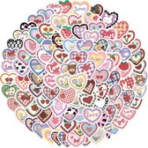 100 Hartjes Stickers - 3x3CM - Voor laptop, trouwalbum, Valentijns kaart, journal etc. Liefde/Bruiloft/Love