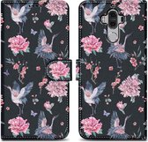 Cadorabo Hoesje geschikt voor Huawei MATE 9 - Design Kraan & Bloemen No. 9 - Beschermhoes Case Cover met magnetische sluiting, standaardfunctie en kaartvakje