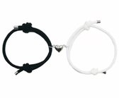 Magnetisch Hart Armbanden set - zwart/wit - Romantisch - Vriendschap -Liefdes cadeau - Geschenk set voor vrouwen mannen kinderen - Verjaardag voor hem en haar