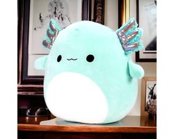 foto van Klikkopers® - Kawaii knuffel - 28 cm tot 32 cm - Squish Knuffel - Knuffel Axolotl - Squishy - Kawaii Kussen - Axolotl knuffel - Squish Knuffel