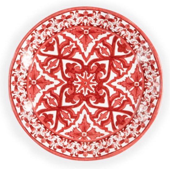 Talavera Rood - VIER borden diameter 20 cm - onbreekbaar