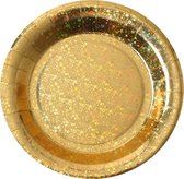 Santex wegwerpbordjes glitter - Bruiloft - 10x stuks - 23 cm - goud