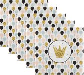 Santex feest servetten - ballon - 100x stuks - 33 x 33 cm - papier - goud/zwart