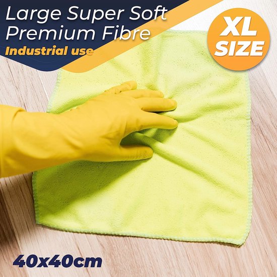 Chiffon de nettoyage en microfibre Jaune Lot de 10 Grande taille : 40 x 40  cm Chiffon lavable super doux de qualité supérieure sans traces pour