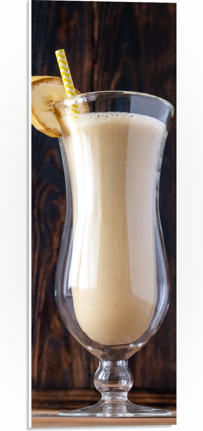 PVC Schuimplaat - Bananen Cocktail in Glas - 20x60 cm Foto op PVC Schuimplaat (Met Ophangsysteem)