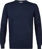 Michaelis heren trui katoenmengsel - slim fit trui met O-hals - navy blauw - Maat: L