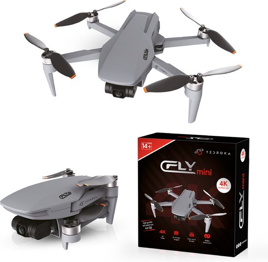 Tedroka C-Fly Drone - met GPS 4K-camera - Vliegtijd van 52 minuten - 4K UHD-video - inclusief 2 batterijen, draagbare tas en SD kaart