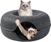 Kattunnel, vilten tunnel, 50 cm, klein kattentunnelbed, rond design, afneembare donut-huisdiertunnel, kattenhol, interactief verborgen speelgoed voor kleine huisdieren, konijnen, kittens puppy's