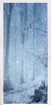 Deursticker Bos - Winter - Sneeuw - 80x215 cm - Deurposter
