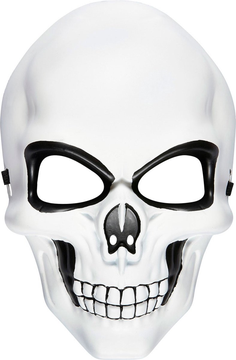 Widmann - Spook & Skelet Kostuum - Schedel Masker - Wit / Beige - Halloween - Verkleedkleding
