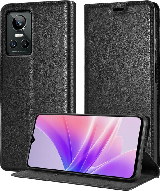 Cadorabo Coque pour Realme GT Neo 3 en NOIR NUIT - Étui de Protection avec Fermeture Magnétique, Fonction Support et Fente pour Cartes Book Case Cover Etui
