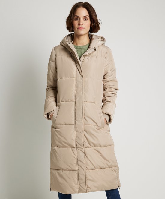 Lange beige puffer jas new arrivals