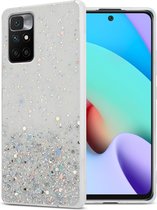 Cadorabo Hoesje geschikt voor Xiaomi RedMi 10 in Transparant met Glitter - Beschermhoes van flexibel TPU silicone met fonkelende glitters Case Cover Etui