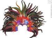 Widmann - Brazilie & Samba Kostuum - Hoofdband Tropicana Met Pailletten En Veelkleurige Veren - Multicolor - Carnavalskleding - Verkleedkleding