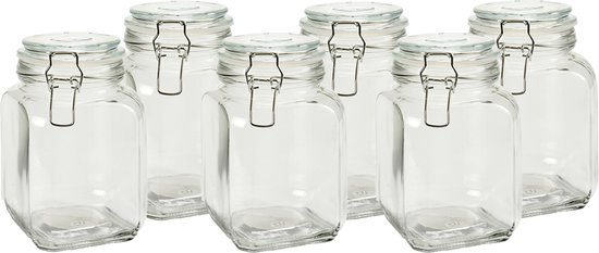 Vivalto Weckpot/inmaakpot - 6x - Caja - 1.2L - glas - beugelsluiting - D11 x H17 cm