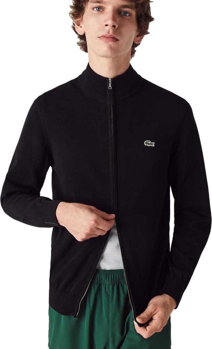 Lacoste A Zip through sweater Zwart