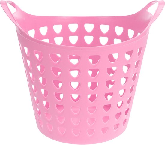 Excellent Houseware Flexibele wasmand - roze - 26 liter - kunststof - 40 x 42 cm