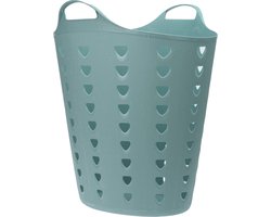 Excellent Houseware Flexibele wasmand - groen - 60 liter - kunststof - 47 x 50 cm
