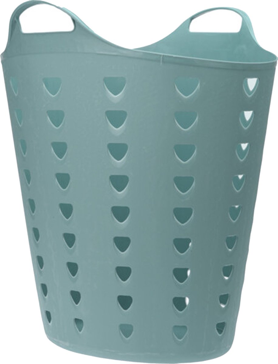 Excellent Houseware Flexibele wasmand - groen - 60 liter - kunststof - 47 x 50 cm
