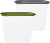 Voedselcontainer strooibus - groen en grijs - 1,5 liter - kunststof - 19 x 9,5 x 17 cm