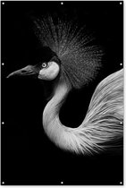 Muurdecoratie Kraanvogel - Zwart - Wit - Vogel - Dieren - 120x180 cm - Tuinposter - Tuindoek - Buitenposter