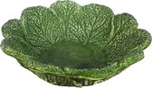 Ronde ( salade ) schaal koolblad 26 x 7 cm groen aardewerk | Serveerschaal | B007 | Piccobella