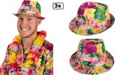 3x chapeau de Festival imprimé hawaïen rose - fête à thème Festival party amusante plage tropicale
