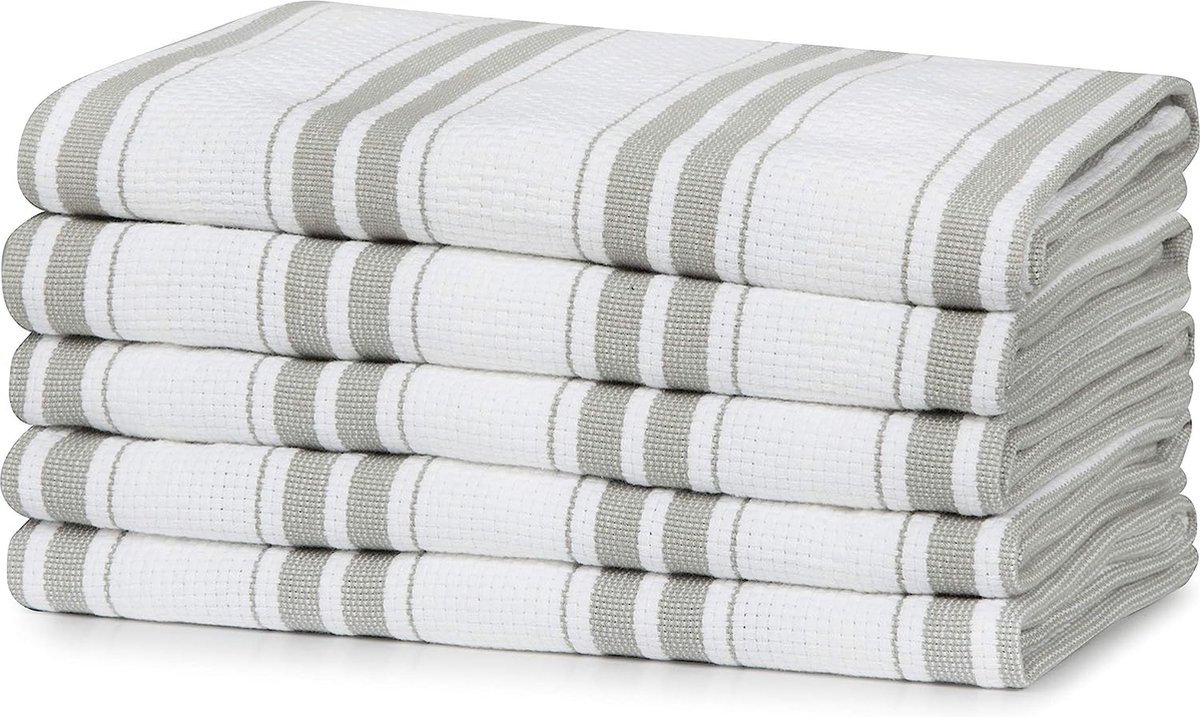 Set van 5 Absorberende Katoenen Keukendoeken 50x70 cm - Stevige Theedoeken met Lus