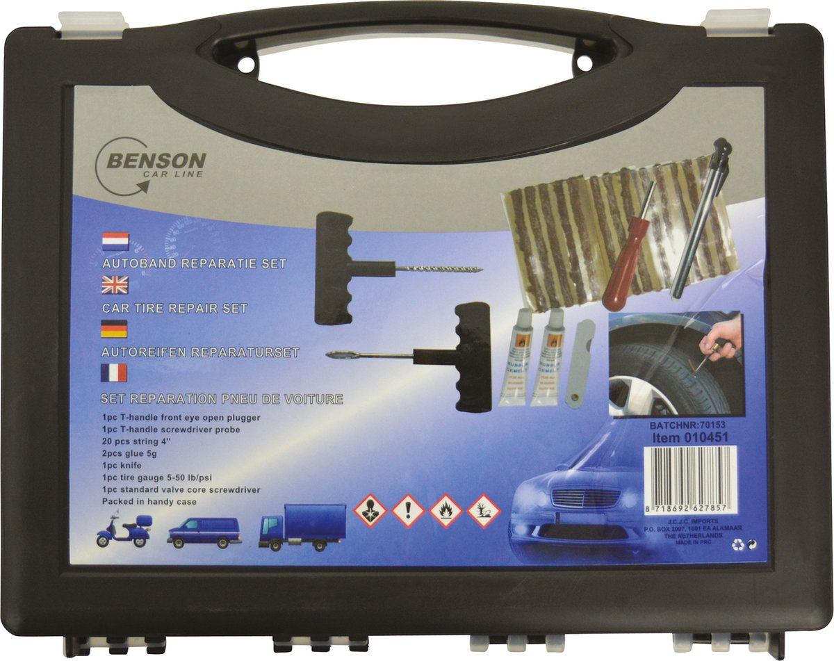 Benson 28-delige bandenreparatieset - auto, motor, scooter - met meeneemkoffer thumbnail 5