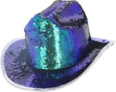 Fever - Deluxe Sequin Cowboy Hat Kostuum Hoed - Blauw/Groen