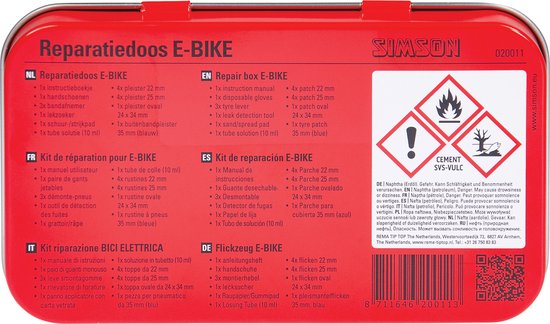 Simson Reparatieset E-bike Staal Wit/rood 14-delig
