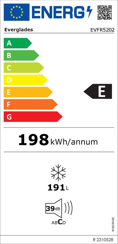 Everglades EVFR5202 - Vrieskist - 191 Liter - E Klasse - Digitaal - Koelfunctie - Wit - 5 jaar Garantie - Everglades
