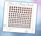 Face & Body Jewels (165 Diamantjes Brons/Bruin) [Dots Strass Steentjes met Zelfklevend Plaklaag - Sticker Diamantjes voor Lichaam en Gezicht - Festival Tattoo Set Outfit Glitter - Juwelen Rhinestones Rhine stones - Plak Diamantjes]