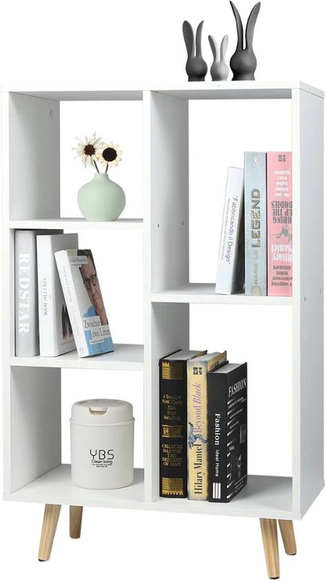 HOMCOM Boekenkast met 6 Vakken en 3 Stoffen Lades, Opbergkast, Veelzijdig, Grijs | Netherlands