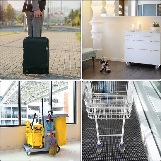 50 mm zware wielen tot 250 kg wielen met rem meubelwielen set van 4 (2 met rem en 2 vaste wielen