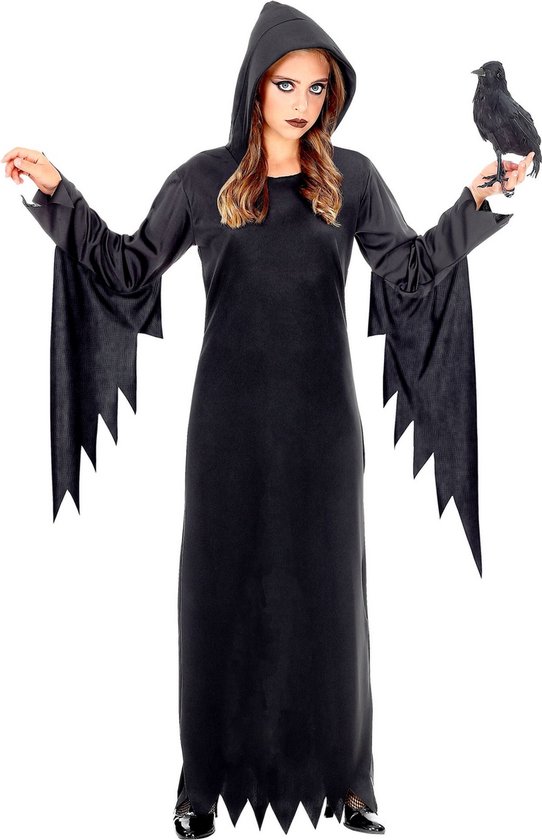 Widmann - Heks & Spider Lady & Voodoo & Duistere Religie Kostuum - Gotische Voodoo Koningin Duistere Zaken - Meisje - Zwart - Maat 158 - Halloween - Verkleedkleding