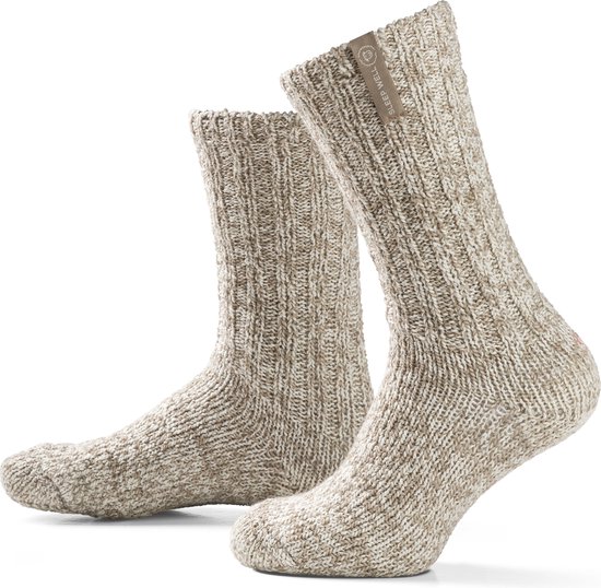 SOXS.co® Wollen sokken | SOX3146 | Beige | Kuithoogte | Maat 37-41 | Sleep Well label - Soxs