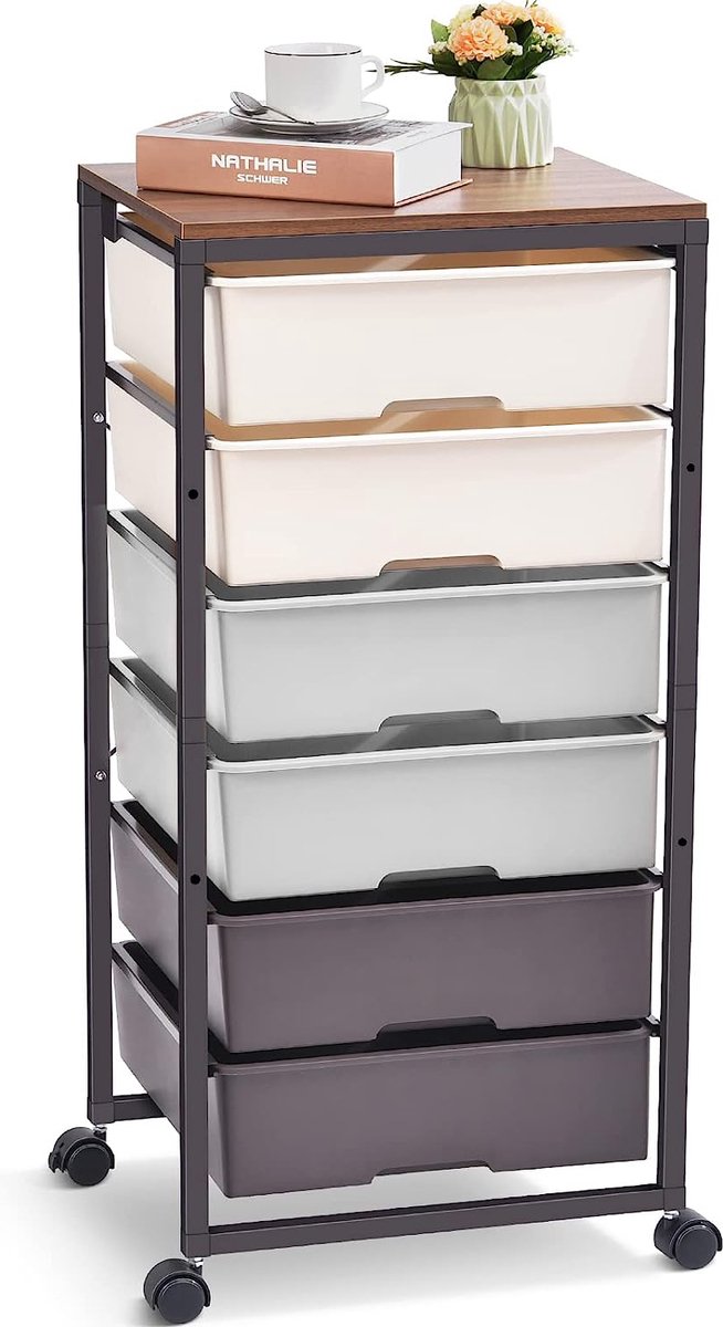 Chariot Étroit 3 Niveaux Eluno - Organisateur Salle De Bain, Cuisine Bois Gris