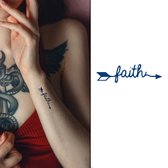 Temporary Tattoo Faith Spreuk/Tekst (6x6 cm) [Semi-Permanente Neptattoo - Tijdelijke tatoeage - Nep Fake Tattoos - Water overdraagbare festival sticker henna outfit tattoo - Glitter tattoo - Volwassenen Kinderen Jongen Meisje]
