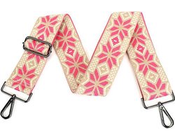 Roze new Crystal schouderband | bagstrap | verstelbare schouderband | schouderband | shoulderbelt | schouderband met print | mix&match | modetrends