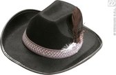 Widmann - Cowboy & Cowgirl Kostuum - Cowboyhoed Zwart Met Veren, Kind - Zwart - Carnavalskleding - Verkleedkleding