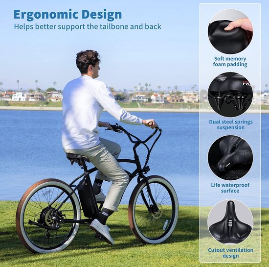 DAWAY C6 Fietszadelhoes, schuimgel, extra zacht, breed, groot, voor peloton, hometrainer, fiets, MTB, comfortabel zadelkussen voor dames, heren, senioren