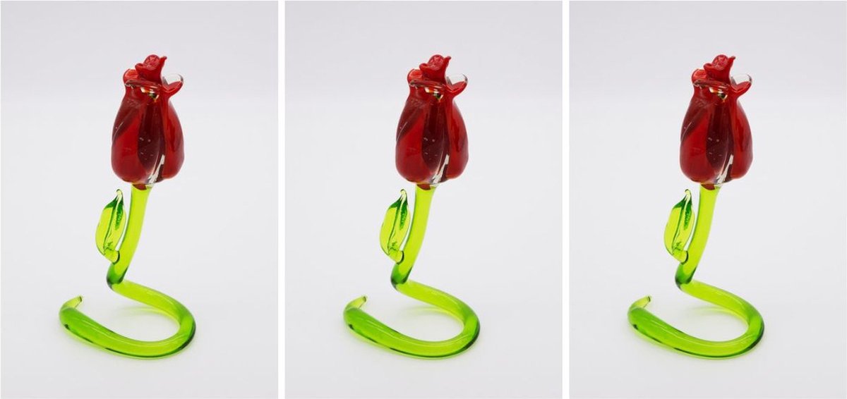 Set van 3 prachtige, mondgeblazen glazen rozen / roos / glas / handmade