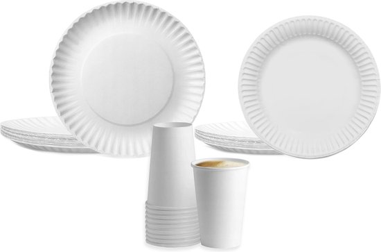 Papier Servies Set, 24 Stuks (Kleur-9inchPlate