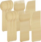 Set van wegwerp houten bestek - lepel, vork, mes EKO / 48 stuks